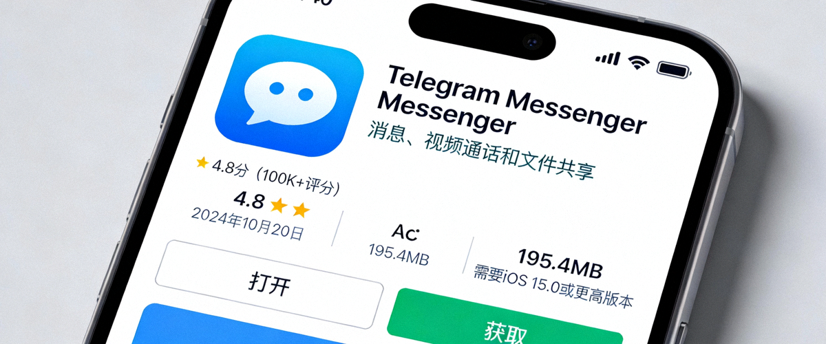iPhone屏幕上显示App Store中Telegram官方应用的详情页面截图